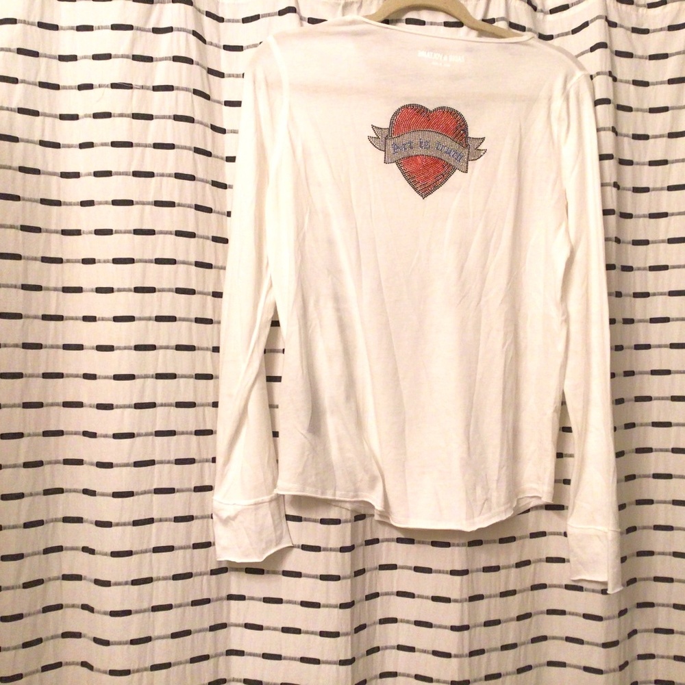 Zadig and Voltaire Exquisite White LS Shirt—Art Is Truth beaded on the back